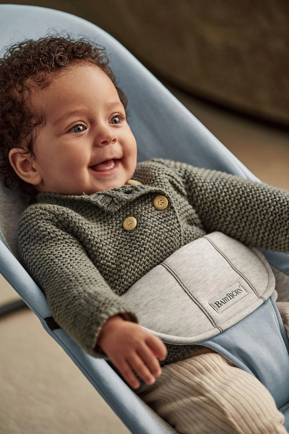 BabyBjörn Bouncer Balance Soft, Blue/Gray, Woven/Jersey | 2-in-1 Adjustable Baby Bouncer Seat and Toddler Chair, Newborn to Toddler (8-29 lbs), 4 Positions, Lightweight & Portable