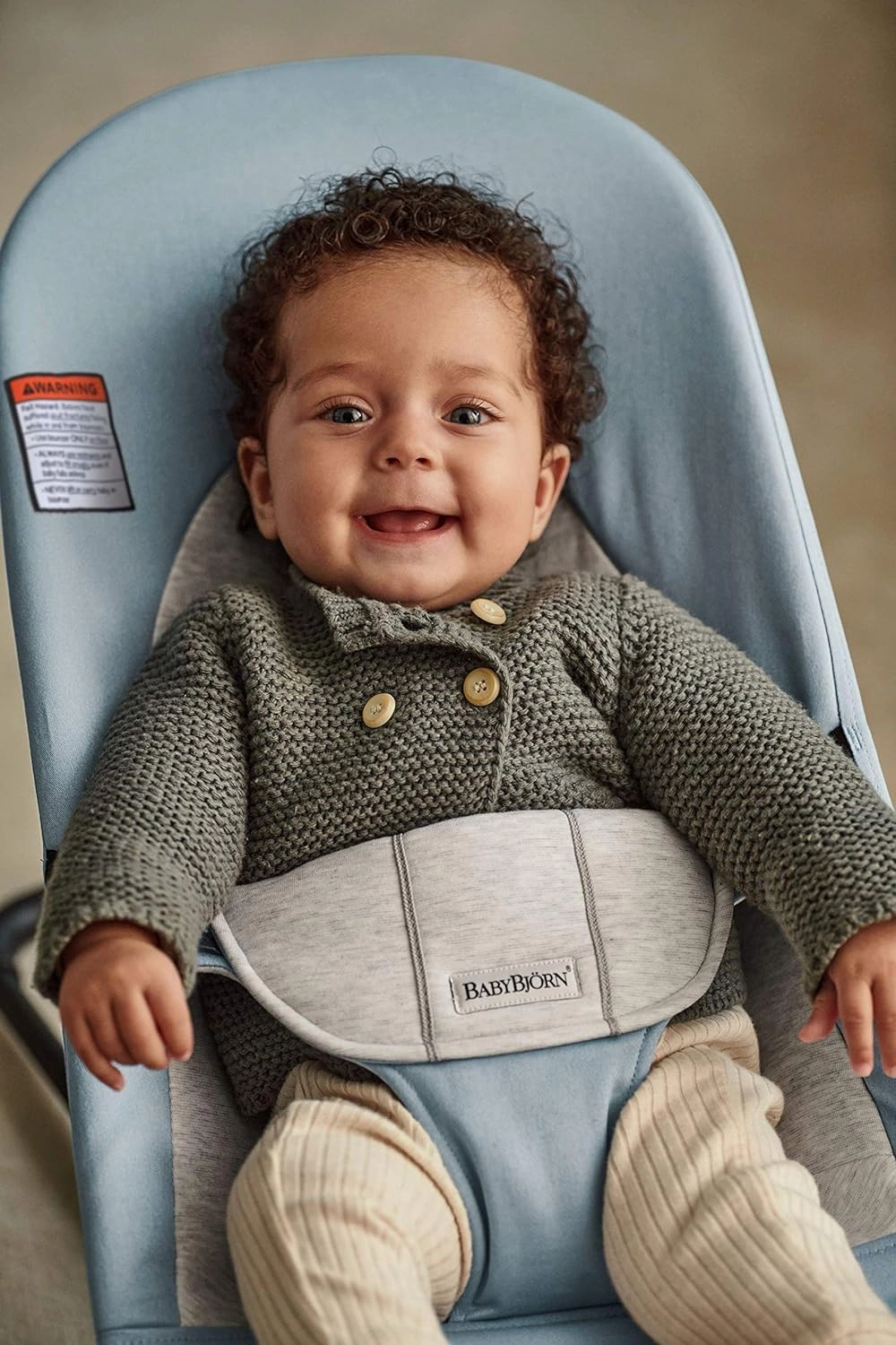 BabyBjörn Bouncer Balance Soft, Blue/Gray, Woven/Jersey | 2-in-1 Adjustable Baby Bouncer Seat and Toddler Chair, Newborn to Toddler (8-29 lbs), 4 Positions, Lightweight & Portable