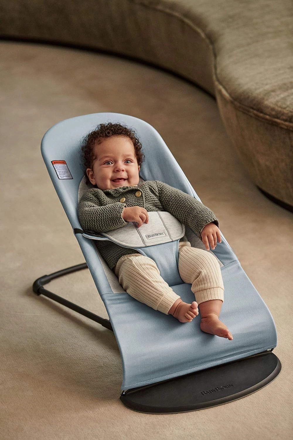 BabyBjörn Bouncer Balance Soft, Blue/Gray, Woven/Jersey | 2-in-1 Adjustable Baby Bouncer Seat and Toddler Chair, Newborn to Toddler (8-29 lbs), 4 Positions, Lightweight & Portable