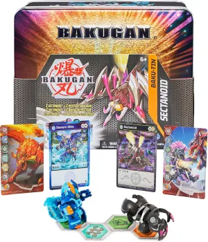 BAKUGAN Baku-Tin, Metal Storage Box with Exclusive Darkus Sectanoid and Another Surprise Ball