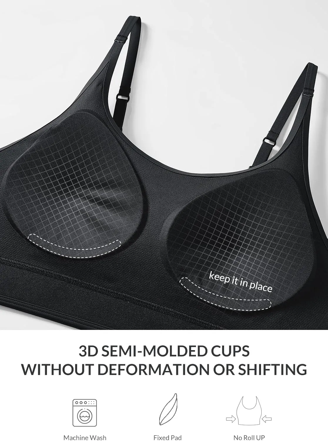 baleaf Sweatleaf Adjustable Sports Bras for Women, Padded Racerback Yoga Bra, High Impact Molded Cup Workout Bra