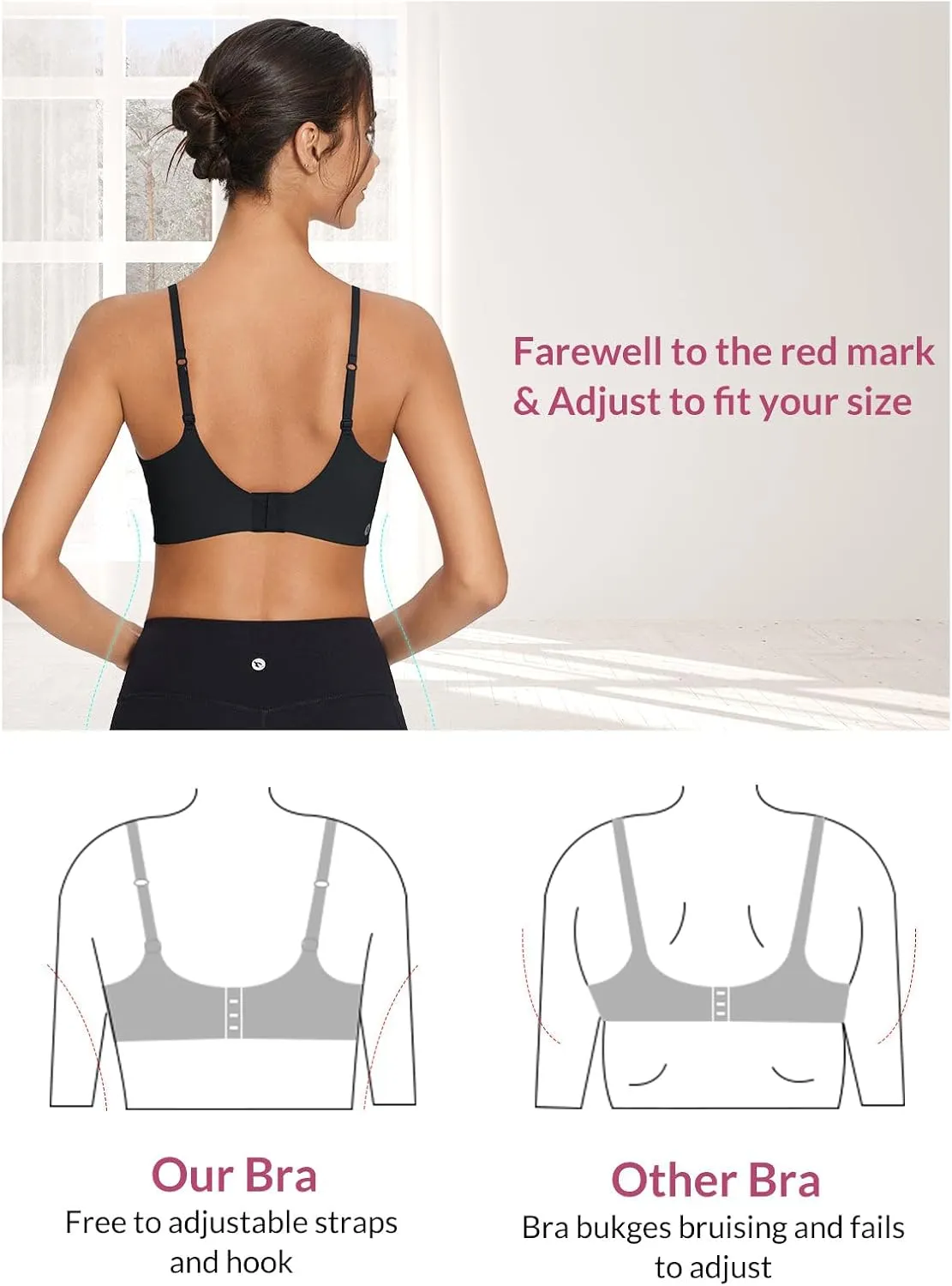 baleaf Sweatleaf Adjustable Sports Bras for Women, Padded Racerback Yoga Bra, High Impact Molded Cup Workout Bra