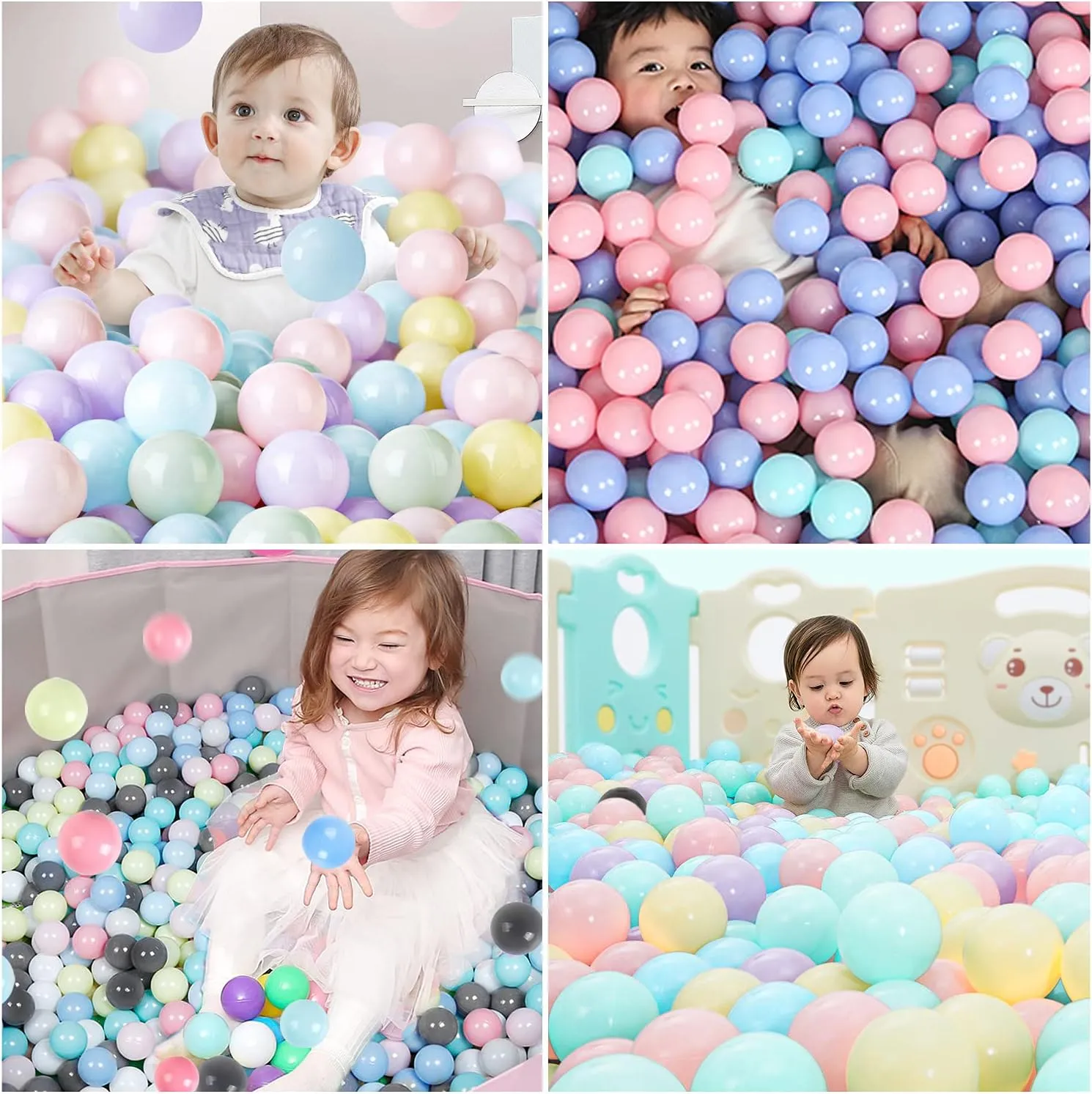 Ball Pit Balls Phthalate Free BPA Free Crush Proof Plastic - 7 Bright Colors in Reusable Play Toys for Kids with Storage Bag