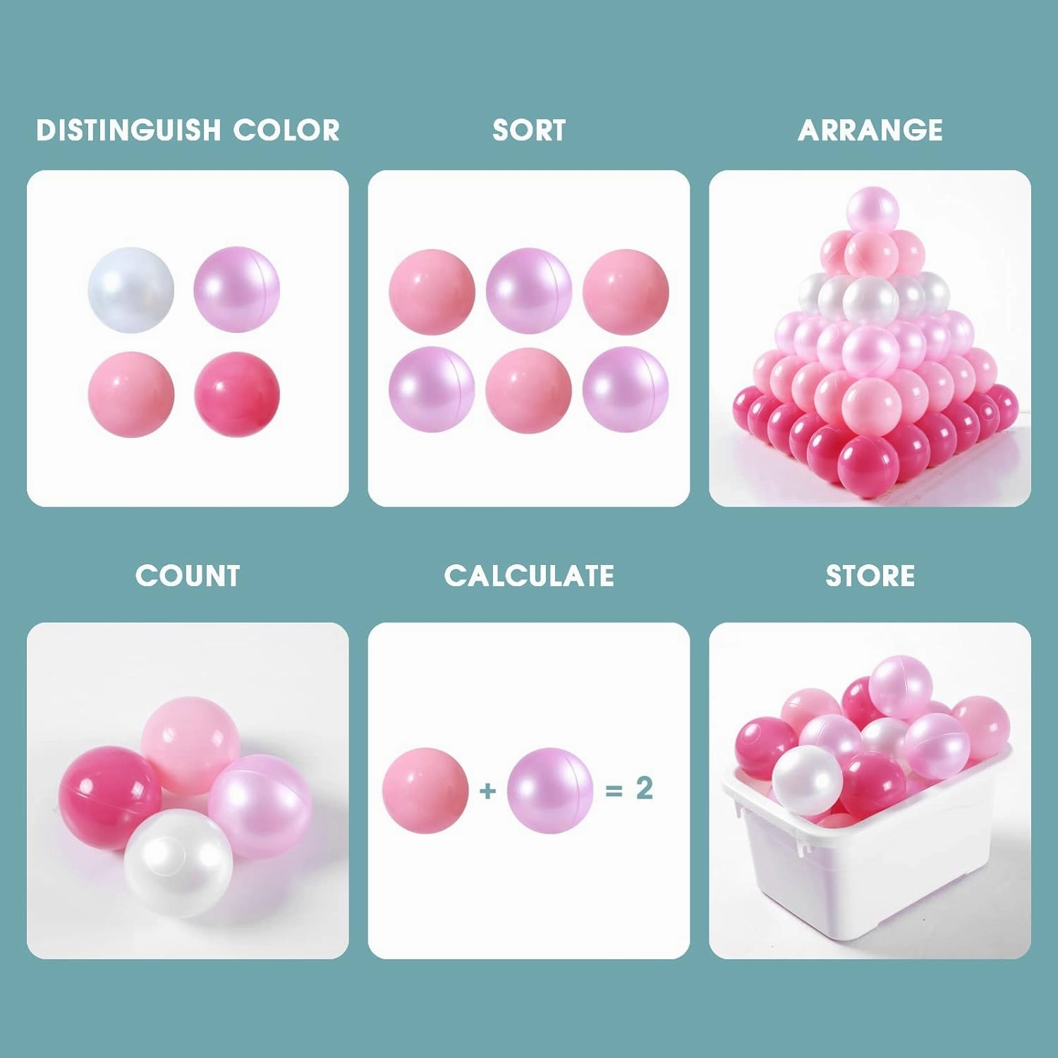 Ball Pit Balls Plastic Balls for Ball Pit Phathalate Free BPA Free Plastic Balls 100pcs 2.2" Set for Toddlers for Play Tent Tunnel