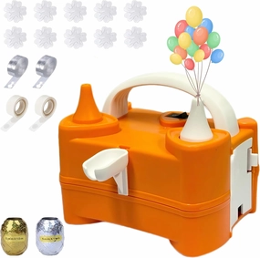 Balloon Pump Electric Kit, Portable Dual Nozzle Electric Balloon Inflator and Balloon Tying Tool in One, 110V 600W, Air Pump for Party, Birthday, Decoration