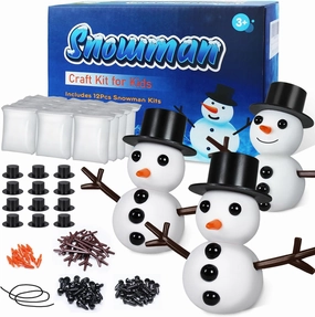 BANBBUR 12Pack Snowman Crafts for Kids DIY Kit, Build a Snowman Kit Molding Clay Christmas Crafts, Xmas Gift Christmas Stocking Stuffers