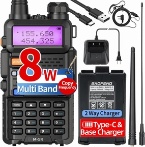 BAOFENG UV-5R Ham Radio Long Range 8W New Ver. UV5R Handheld Radios Walkie Talkies M-5R 5RX Two Way Radio Multi Band Copy Frequency USB-C Charger for Survival Gear Hunting