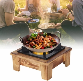 Barbecue Alcohol Oven Stove Outdoor Camping Stove Kit, Portable Mini Tabletop Wood Iron Stove Kitchenware Cooking Utensil Furnace for Outdoor Picnic for Soup Pot Tray Kettle
