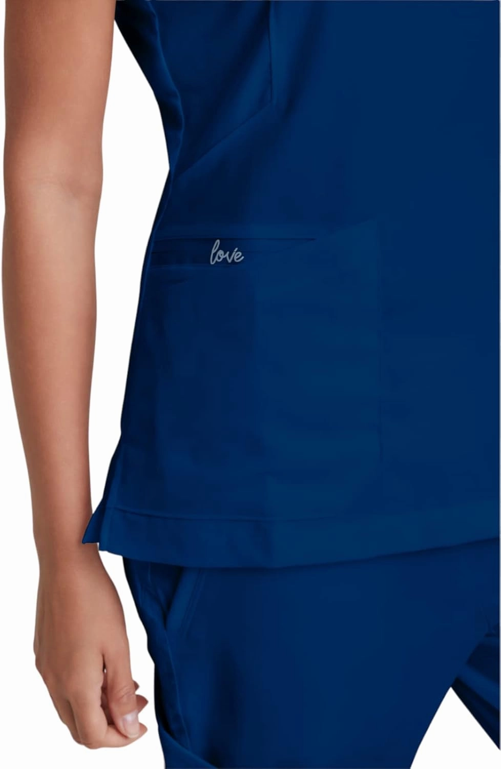 BARCO Grey's Anatomy Scrubs - Kira Scrub Top for Women, V-Neck, Love Printed Zip Pocket Super-Soft Women's Scrub Top