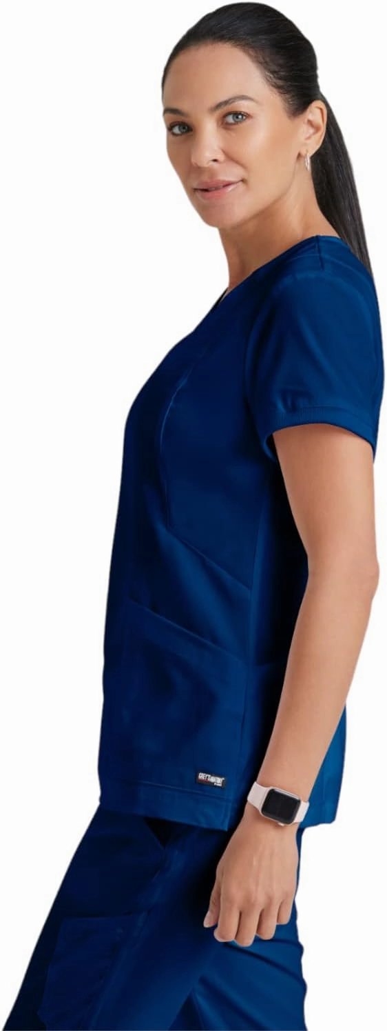 BARCO Grey's Anatomy Scrubs - Kira Scrub Top for Women, V-Neck, Love Printed Zip Pocket Super-Soft Women's Scrub Top