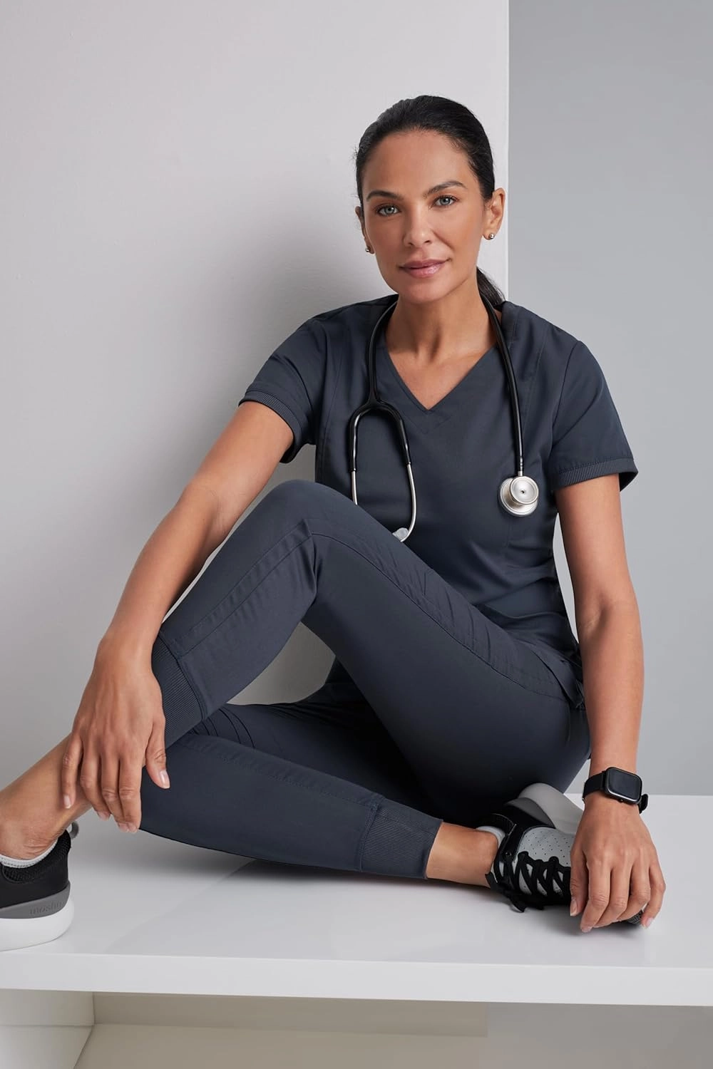 BARCO Grey's Anatomy Scrubs - Kira Scrub Top for Women, V-Neck, Love Printed Zip Pocket Super-Soft Women's Scrub Top