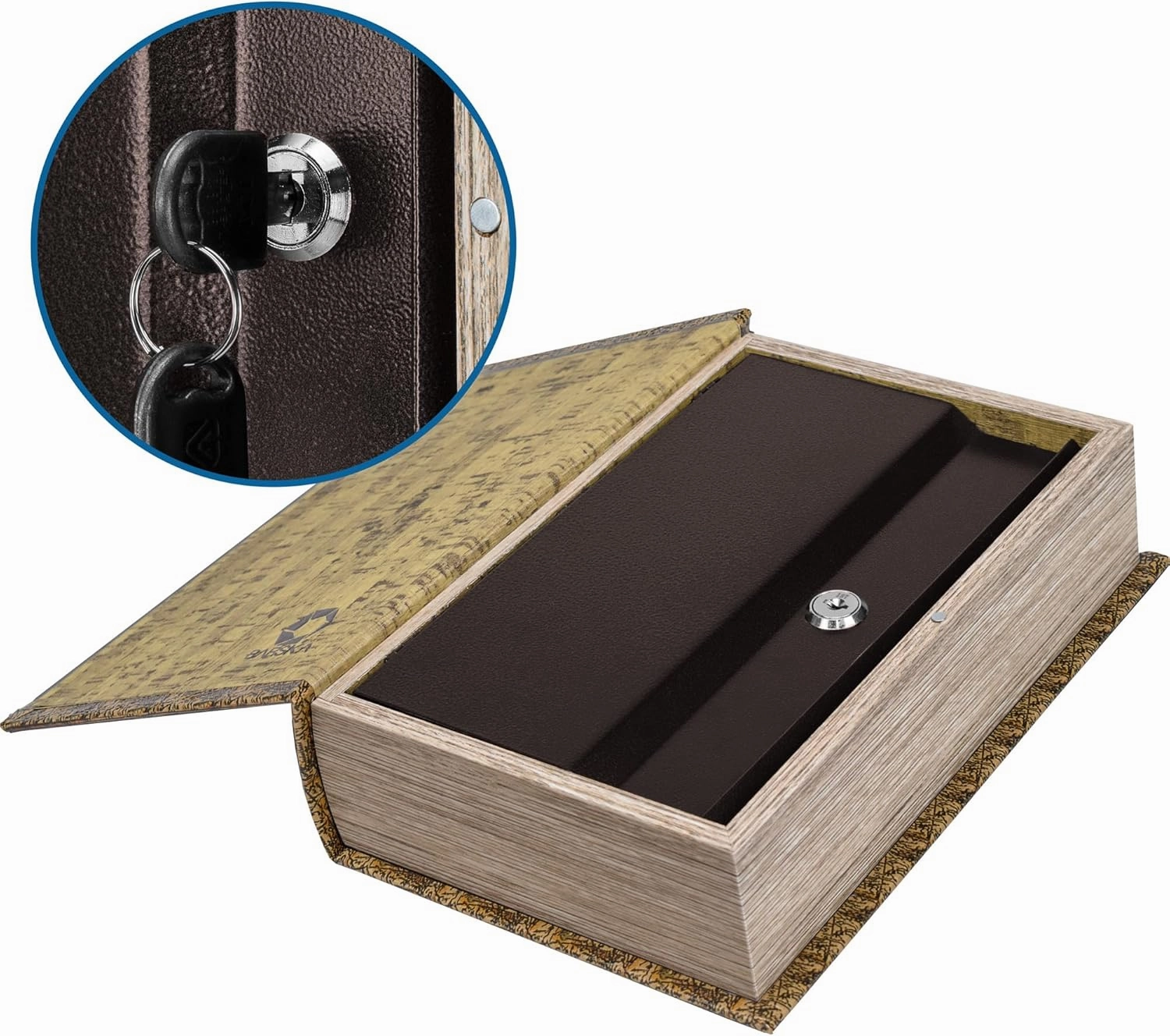Barska Antique Map Book Safe with Key Lock – Hidden Diversion Lock Box with Magnetic Closure – Concealed Steel Compartment for Cash, Jewelry, and Valuables – Home or Office Security