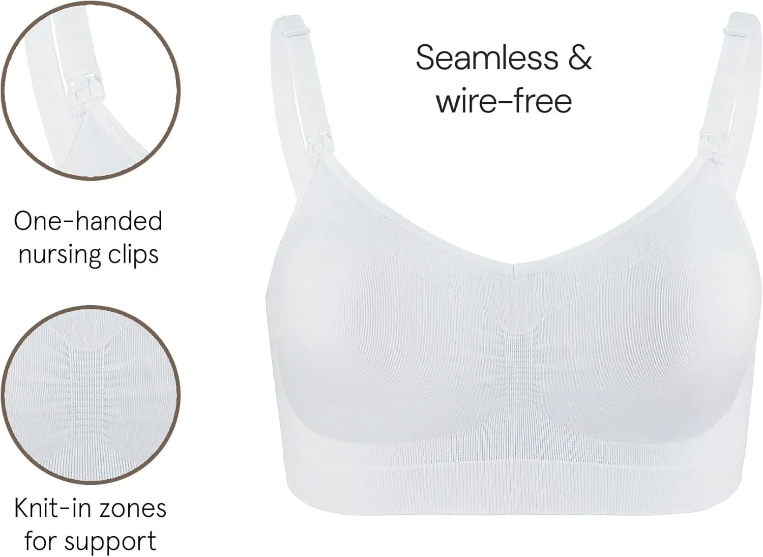 Basics by Bravado Women's Comfort Maternity Bra and Nursing Bra Adjustable, Seamless, S-XXL