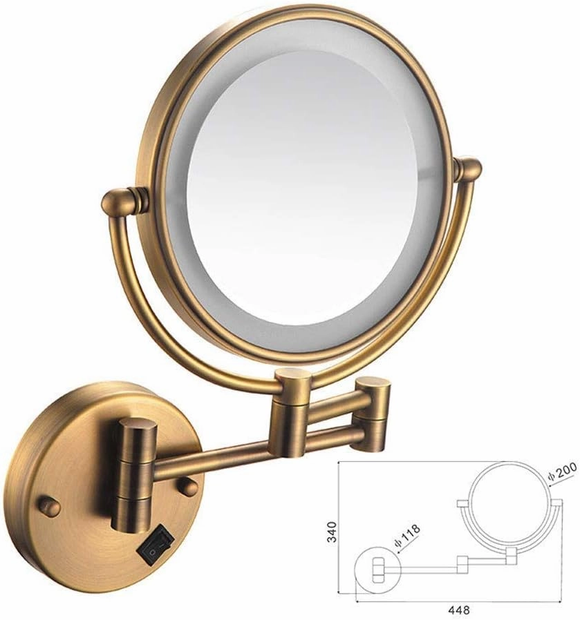 Bathroom Shaving Mirror Wall Mounted 8 Inch Led Illuminated Makeup Mirror 5X Magnification Vanity Mirror Concealed Install Vanity Mirror 360&Deg; Free Rotation Extendable Arm Makeup And Sha ( C ( Colo