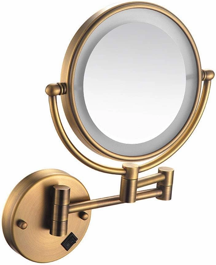 Bathroom Shaving Mirror Wall Mounted 8 Inch Led Illuminated Makeup Mirror 5X Magnification Vanity Mirror Concealed Install Vanity Mirror 360&Deg; Free Rotation Extendable Arm Makeup And Sha ( C ( Colo