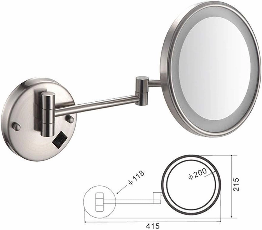 Bathroom Shaving Mirror Wall Mounted 8 Inch USB Charge Makeup Mirror 3X Magnification Single Side Round Vanity Mirror(#6)