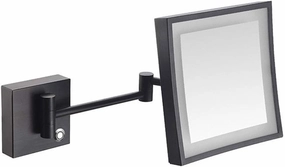 Bathroom Shaving Mirror Wall Mounted LED Illuminated Makeup Mirror with 3X Magnifying Touch Screen Swivel Extendable Square Vanity Mirror Concealed Install (Color : Black Bronze)
