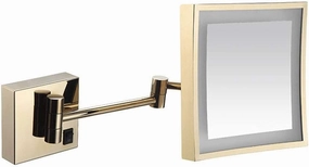 Bathroom Shaving Mirror Wall Mounted Usb Charge Makeup Mirror With Led Lights And 3X Magnification Single Side Square Vanity Mirror Extendable Built-In Lithium Battery 20X20Cm Makeup And Sh ( C ( Colo
