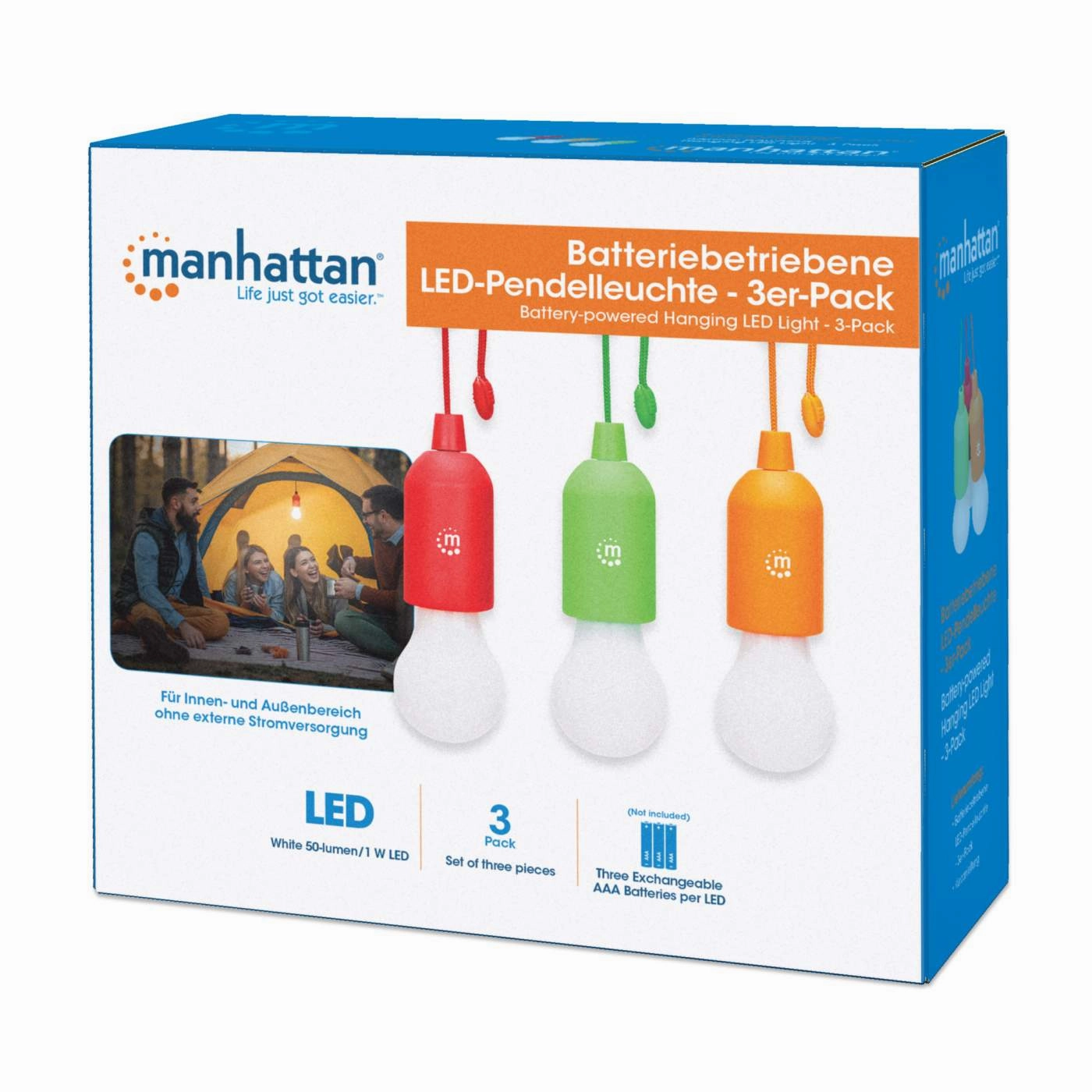 Battery-powered Hanging LED Light - 3-Pack