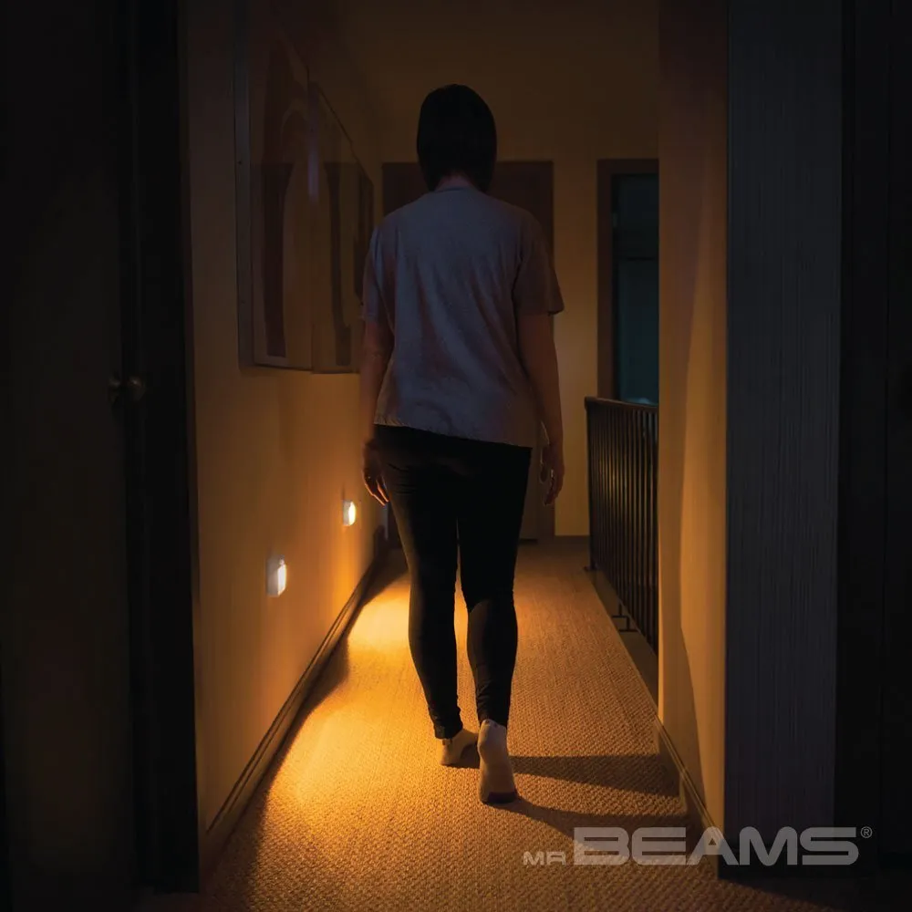 Beams MB720A 20 Lumen Amber LED Sleep Friendly Wireless Battery Powered Motion Sensing Nightlight, 3-Pack, White
