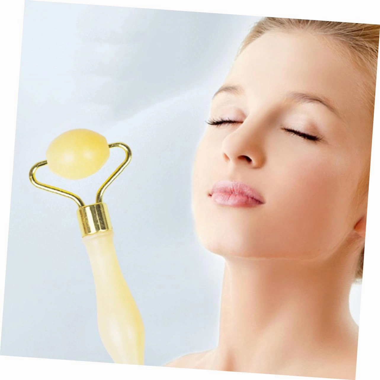 Beaupretty 2pcs Jade Eye Massage Roller Yellow Jade Face Roller for -aging Skin Care Lightweight and Portable Comfortable Eye for Travel and Daily Use