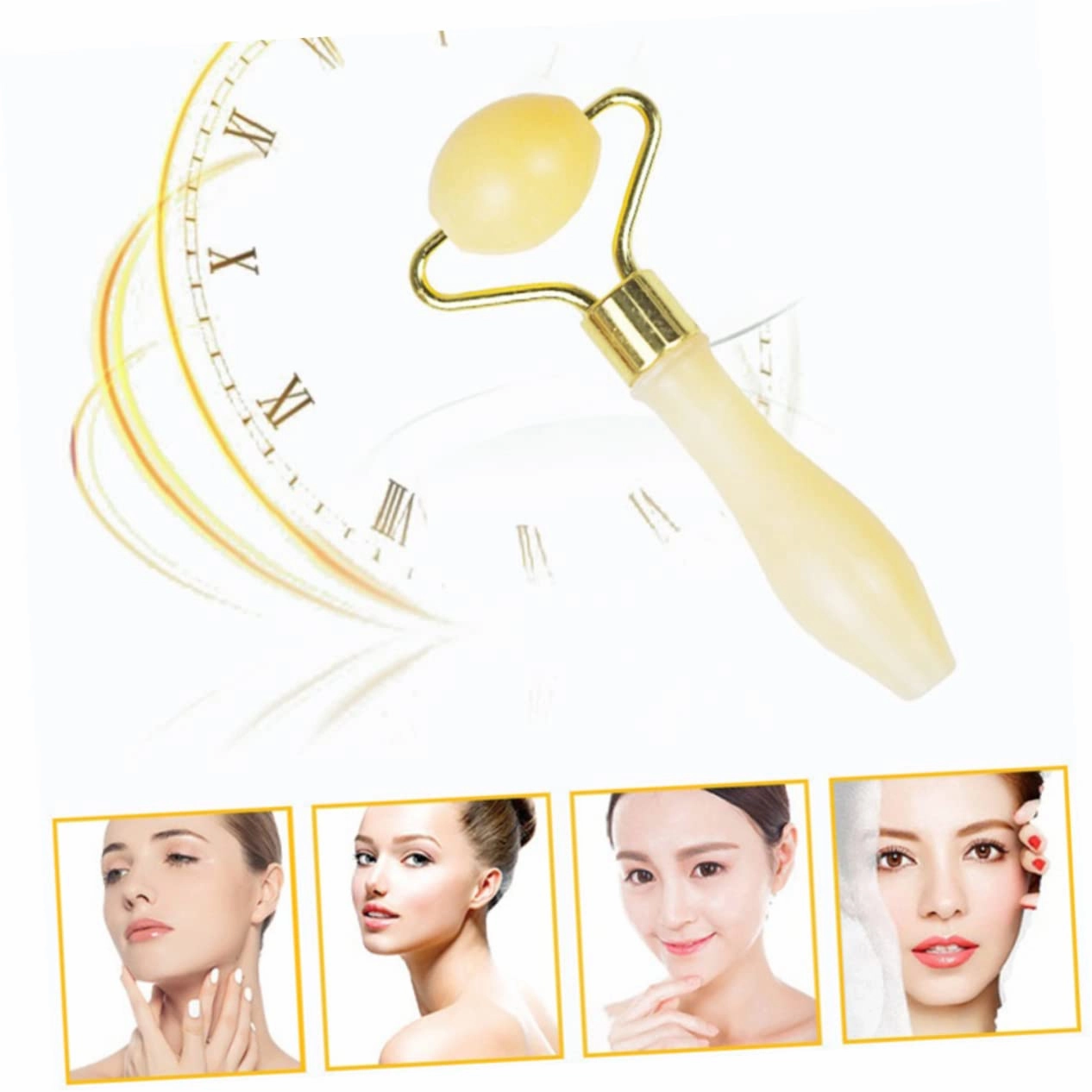 Beaupretty 2pcs Jade Eye Massage Roller Yellow Jade Face Roller for -aging Skin Care Lightweight and Portable Comfortable Eye for Travel and Daily Use