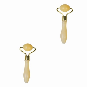 Beaupretty 2pcs Jade Eye Massage Roller Yellow Jade Face Roller for -aging Skin Care Lightweight and Portable Comfortable Eye for Travel and Daily Use