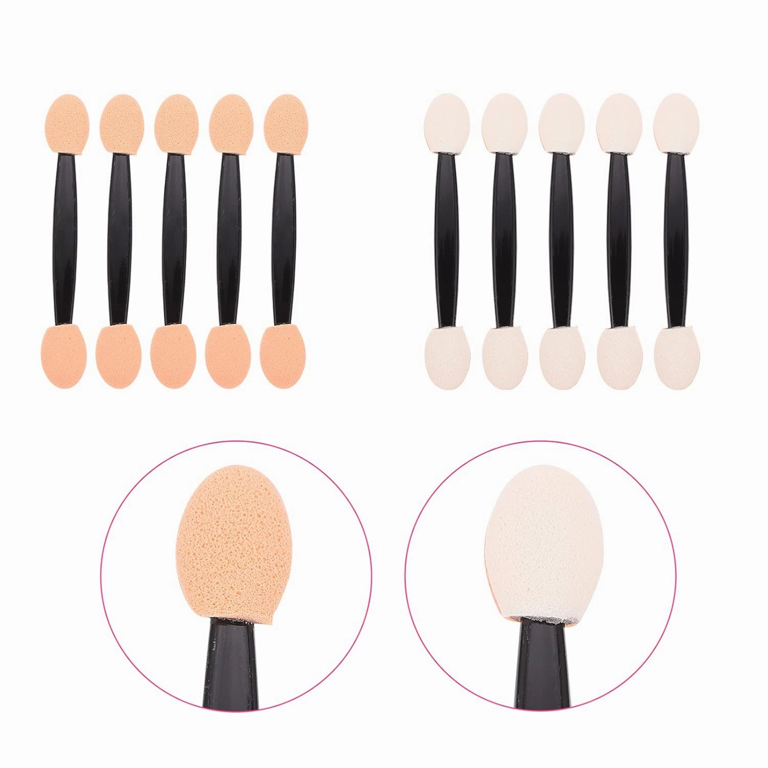 Beaupretty 300 pcs Double Ended Eyeshadow Sponge Tip Eye Shadow Makeup Dual Sided Cosmetic Tools Women Girls