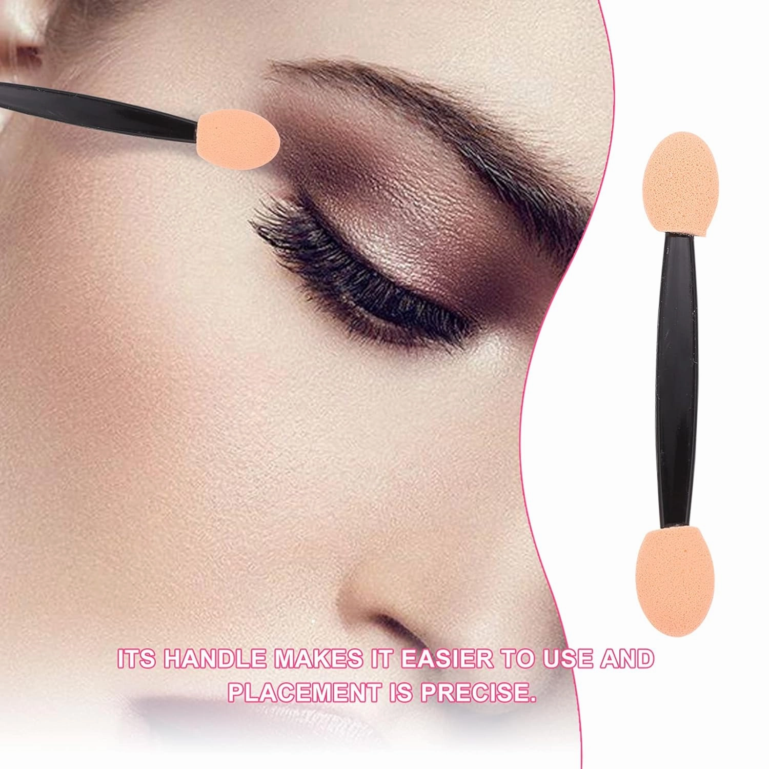 Beaupretty 300 pcs Double Ended Eyeshadow Sponge Tip Eye Shadow Makeup Dual Sided Cosmetic Tools Women Girls