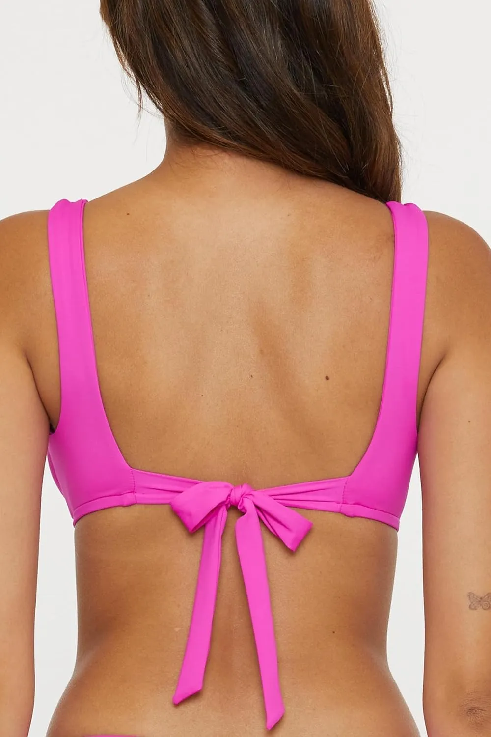 BECCA Women's Standard Color Code V-Wire Bikini Top, Adjustable, Tie Back, Swimwear Separates
