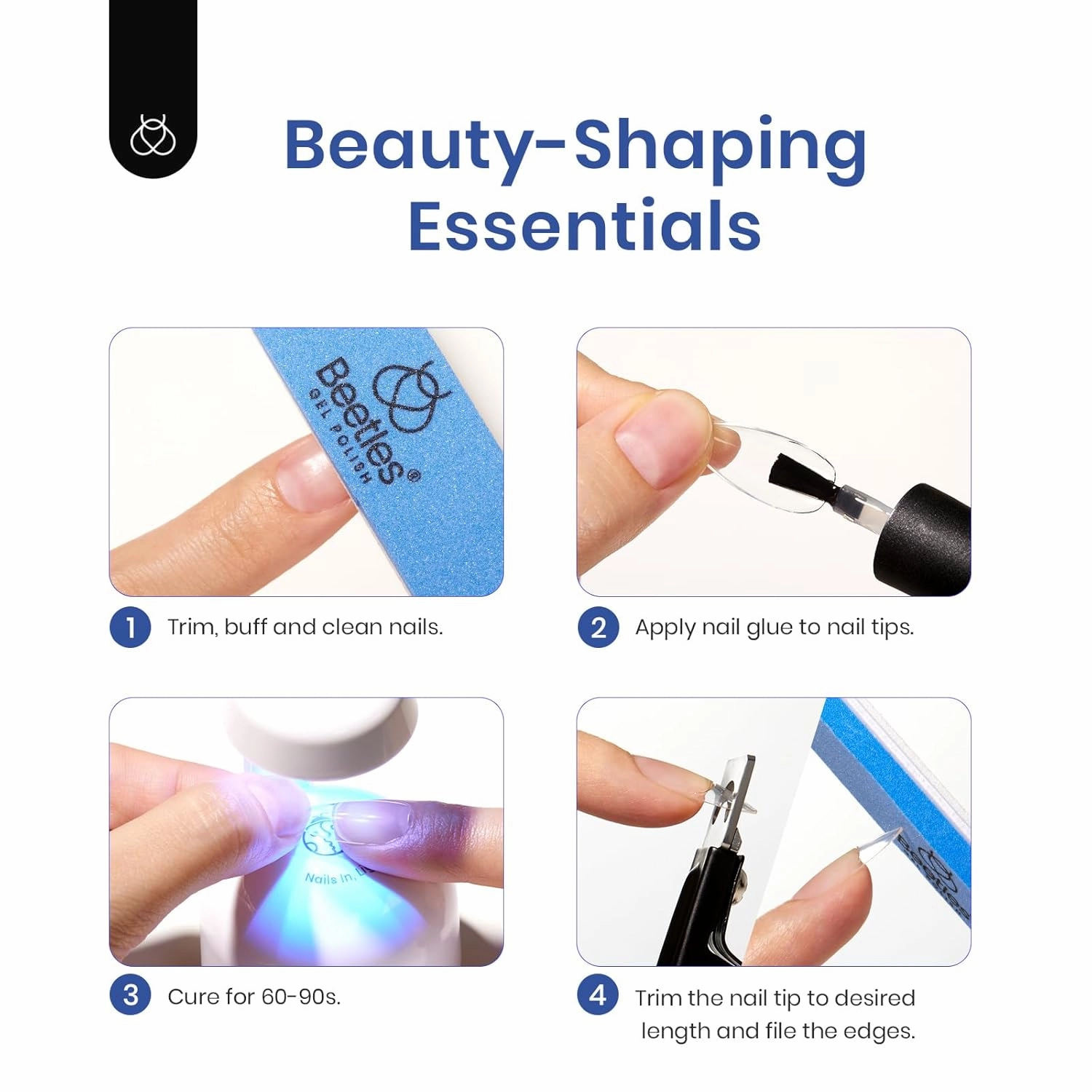 Beetles Gel Nail Kit Easy Nail Extension Set 240Pcs Soft Nail Tips Extra Short Oval Shape with 5 In 1 Nail Glue Gel and Uv Led Lamp Nail Art Home Manicure Set Acrylic False Nail Tips Kit