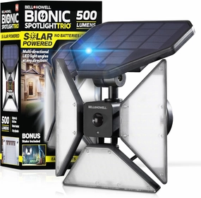 Bell Howell Bionic Trio Solar Lights Outdoor with Motion Sensor, Super Bright Landscape Spotlight for Outdoor, Patio, Yard, and Garden – 500 Lumens, Black, As Seen On TV (Cool White)