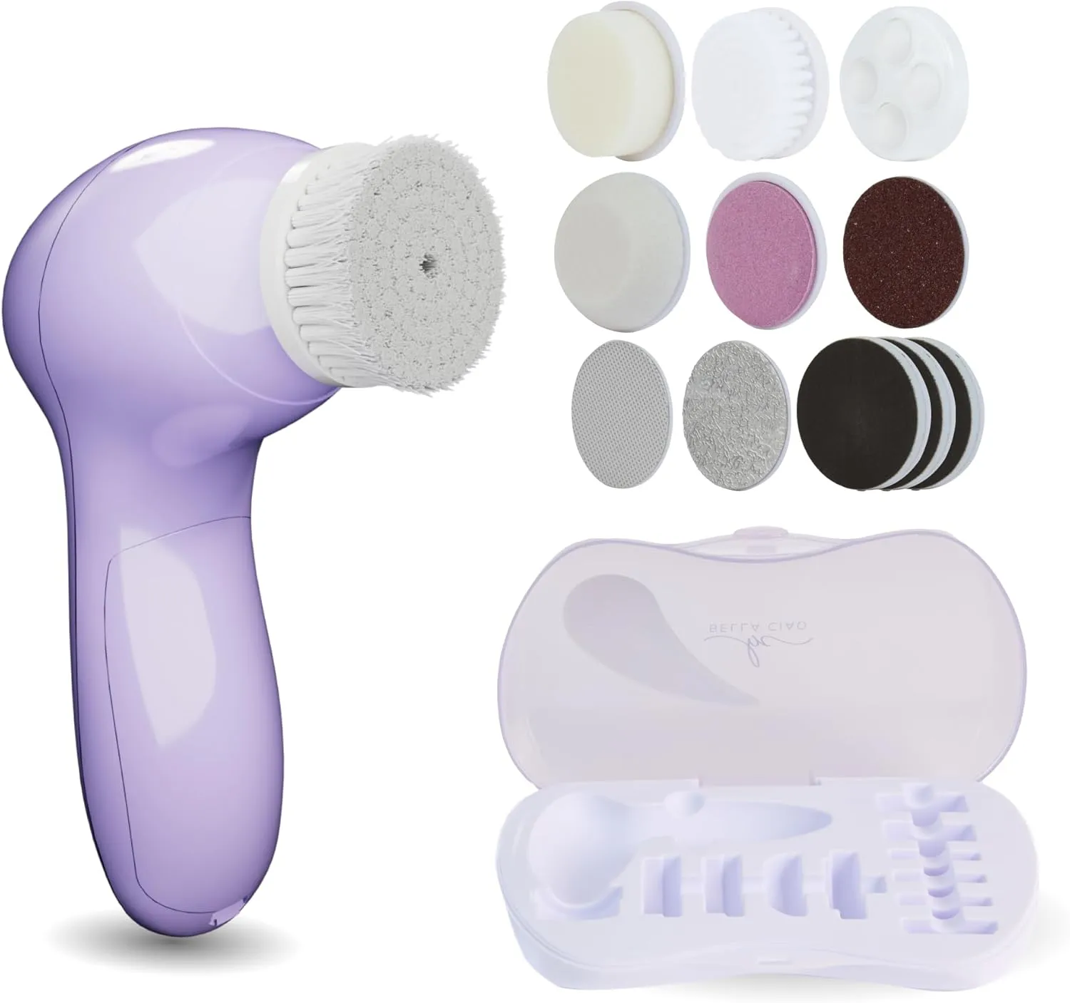 Bella Ciao 15-PC Full Body Skin Care Set |Facial Skin Care Products w/Makeup Sponge, Facial Cleansing Brush & Body Scrubs for Women Exfoliation |Facial Cleanser - Face, Feet, Hands - Case (Purple)