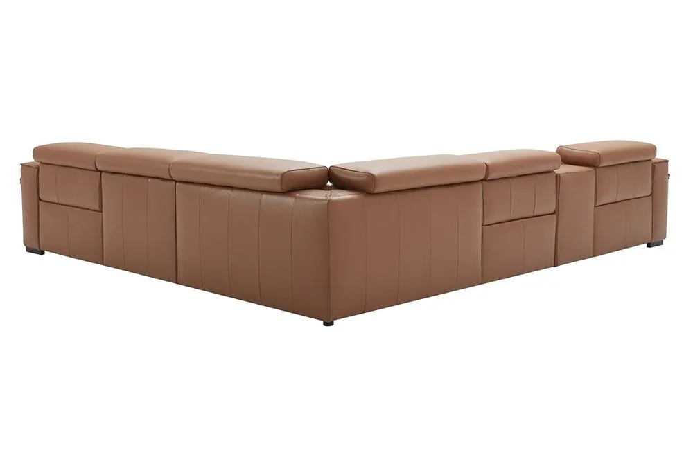 Bellagio Orange Leather Sectional with Recliners