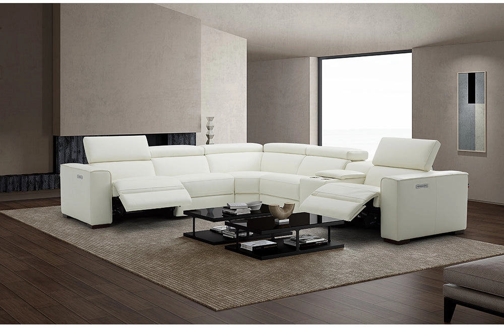 Bellagio White Leather Sectional with Recliners
