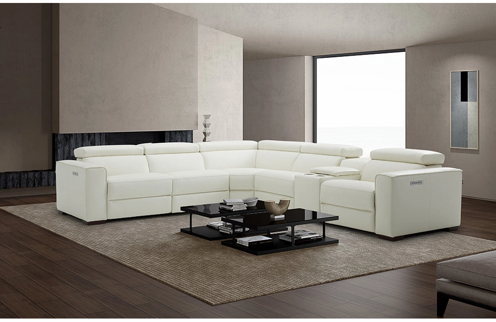 Bellagio White Leather Sectional with Recliners