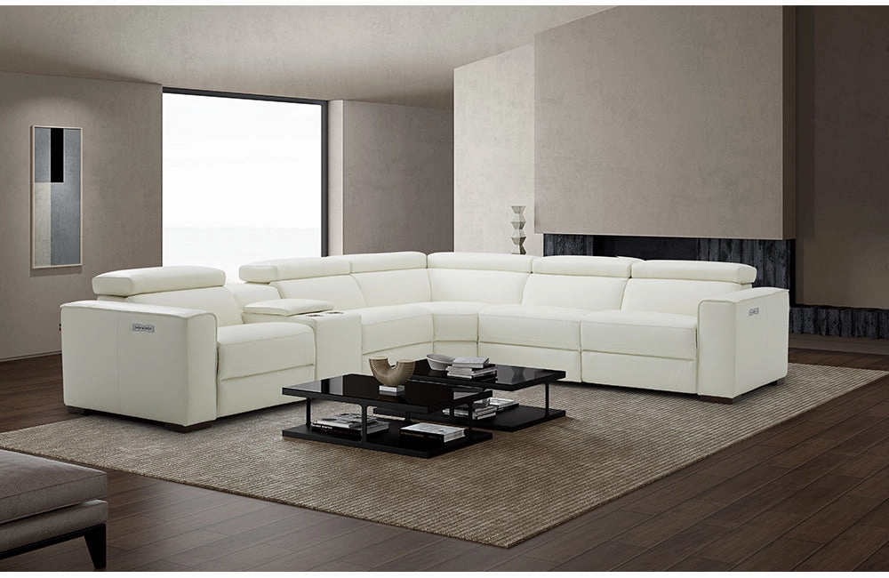 Bellagio White Leather Sectional with Recliners