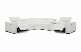 Bellagio White Leather Sectional with Recliners