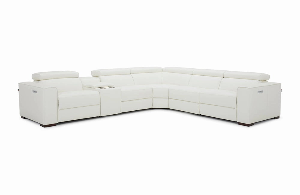 Bellagio White Leather Sectional with Recliners