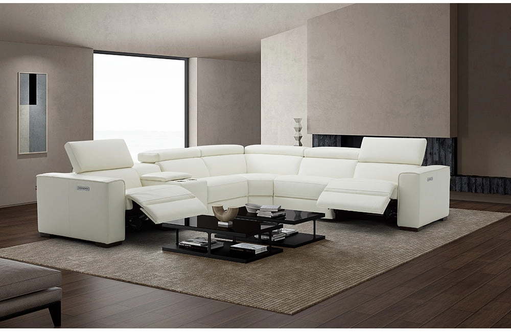 Bellagio White Leather Sectional with Recliners