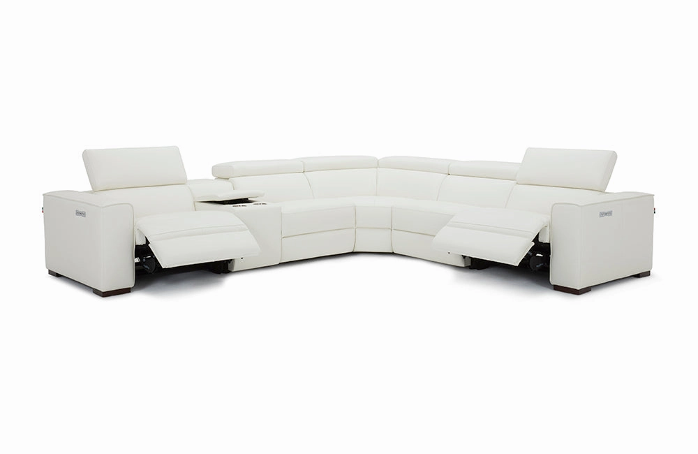 Bellagio White Leather Sectional with Recliners