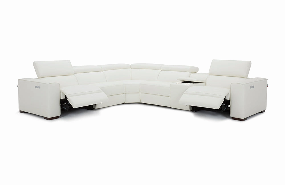 Bellagio White Leather Sectional with Recliners