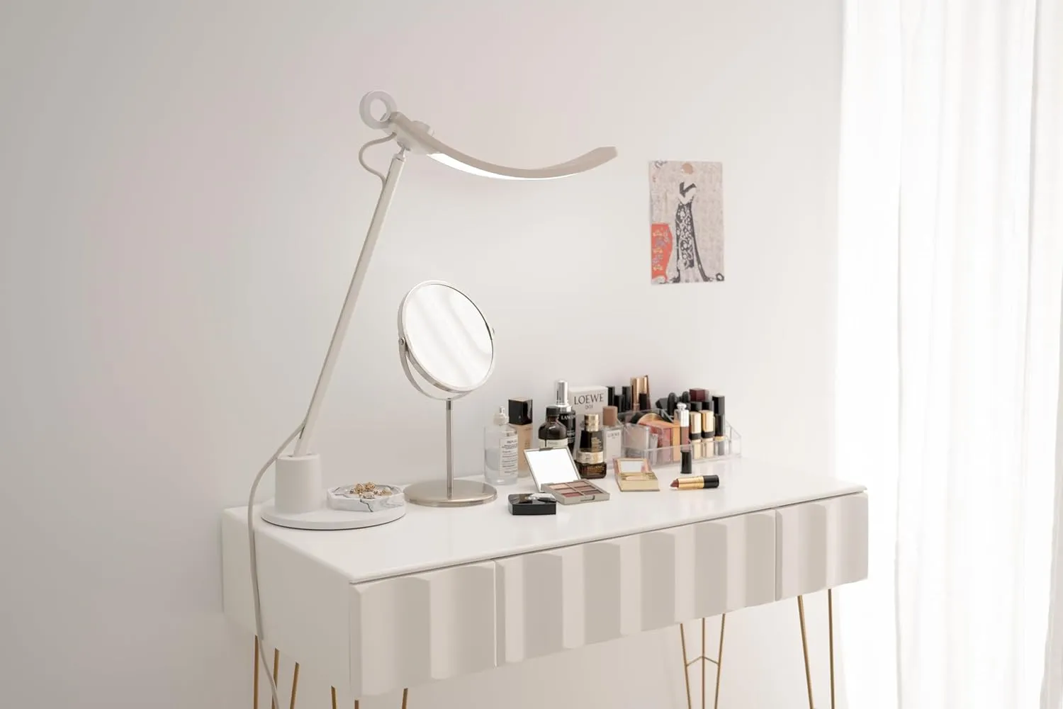 BenQ e-Reading Desk Lamp Genie | Eye-Caring for Home Office, Reading, Study, Craft | Ultrawide, Bright, Dimmable with 13 Color Modes | Adjustable Arm | Matte Gold