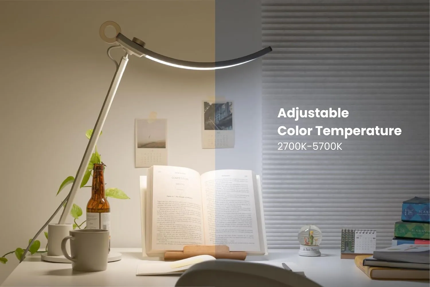 BenQ e-Reading Desk Lamp Genie | Eye-Caring for Home Office, Reading, Study, Craft | Ultrawide, Bright, Dimmable with 13 Color Modes | Adjustable Arm | Matte Gold