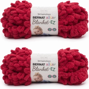 Bernat Alize Blanket-EZ Super Soft Looped Yarn for Beginners, Hand Knitting- No Needles or Hooks Needed, Bright Red 2 Pack