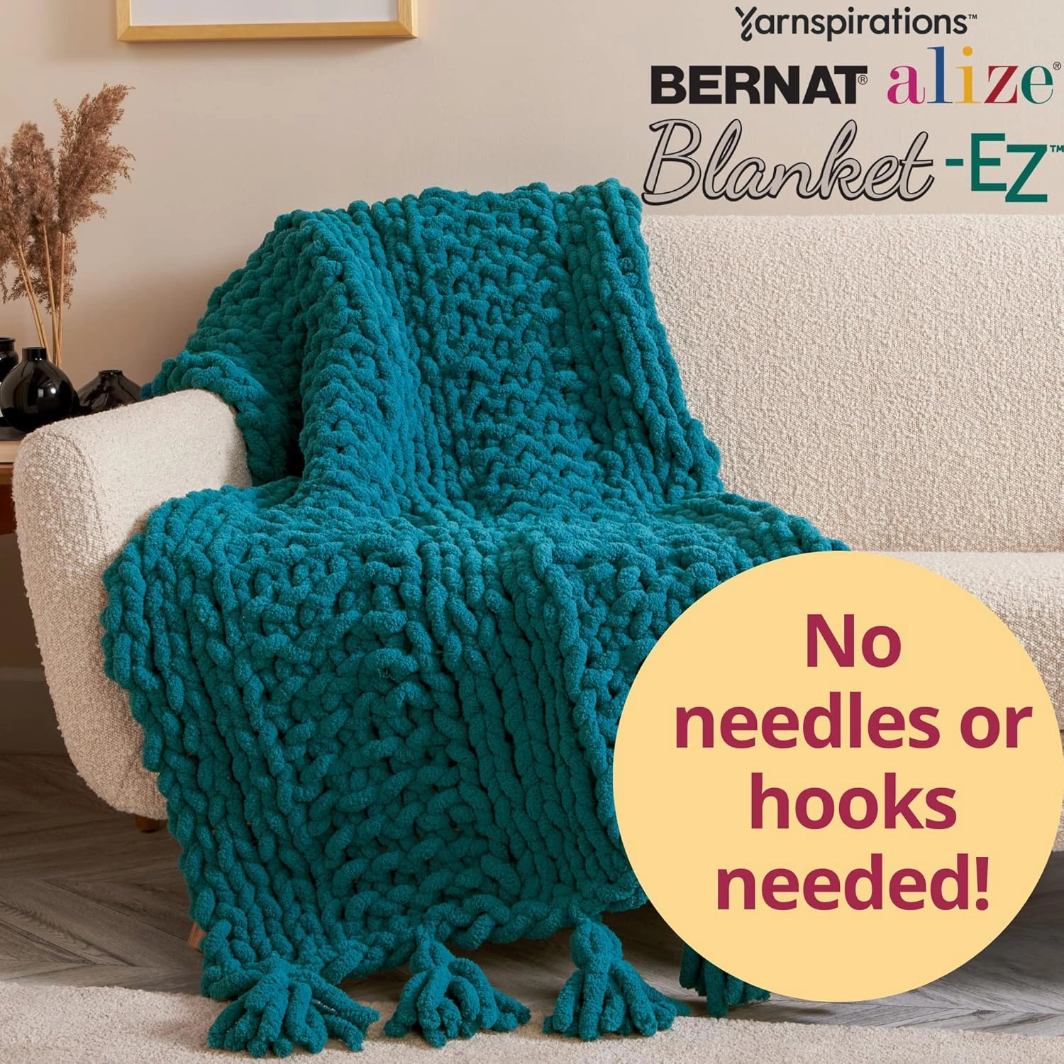 Bernat Alize Blanket-EZ Super Soft Looped Yarn for Beginners, Hand Knitting- No Needles or Hooks Needed, Bright Red 2 Pack