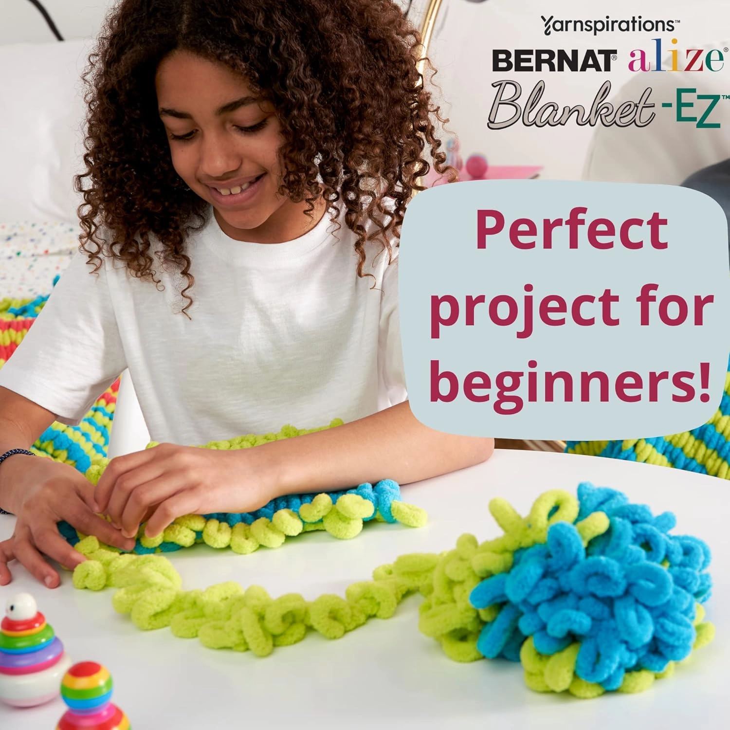 Bernat Alize Blanket-EZ Super Soft Looped Yarn for Beginners, Hand Knitting- No Needles or Hooks Needed, Bright Red 2 Pack