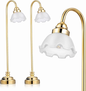 BESPORTBLE Miniature Dollhouse Accessories: 2Pcs Dollhouse Lights Battery Operated - 1/12 Scale Miniature Floor Lamp Mini Desk LED Light Furniture Lighting Ornament, 4.09 * 0.58inch