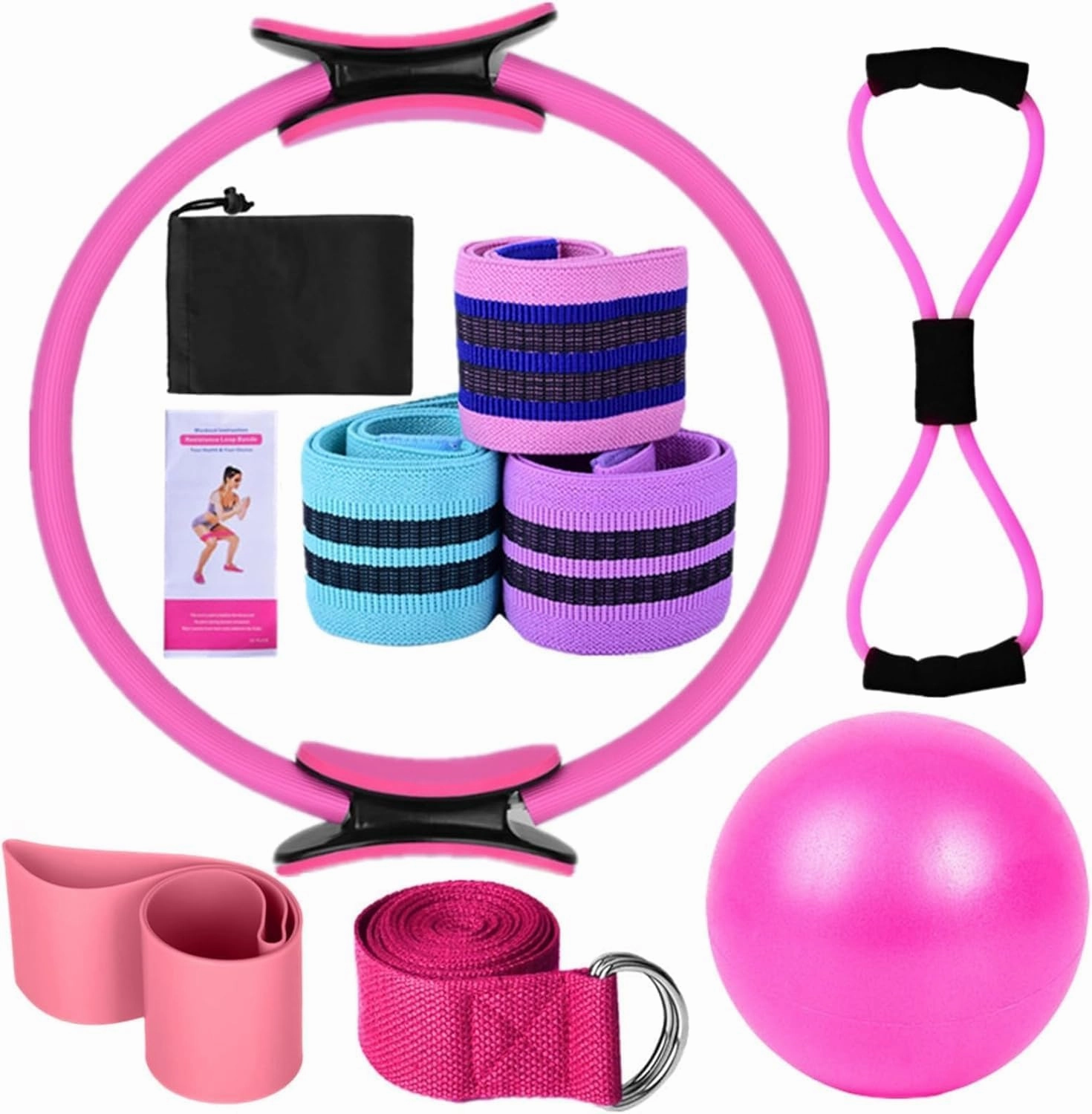 Better Me Pilates Kit,Pilates Essentials Kit for Women,Kit De Pilates En Casa Better Me, Home Pilates Kit Betterme with Yoga Ball 25cm Figure 8 Resistance Yoga Bands for Stretching