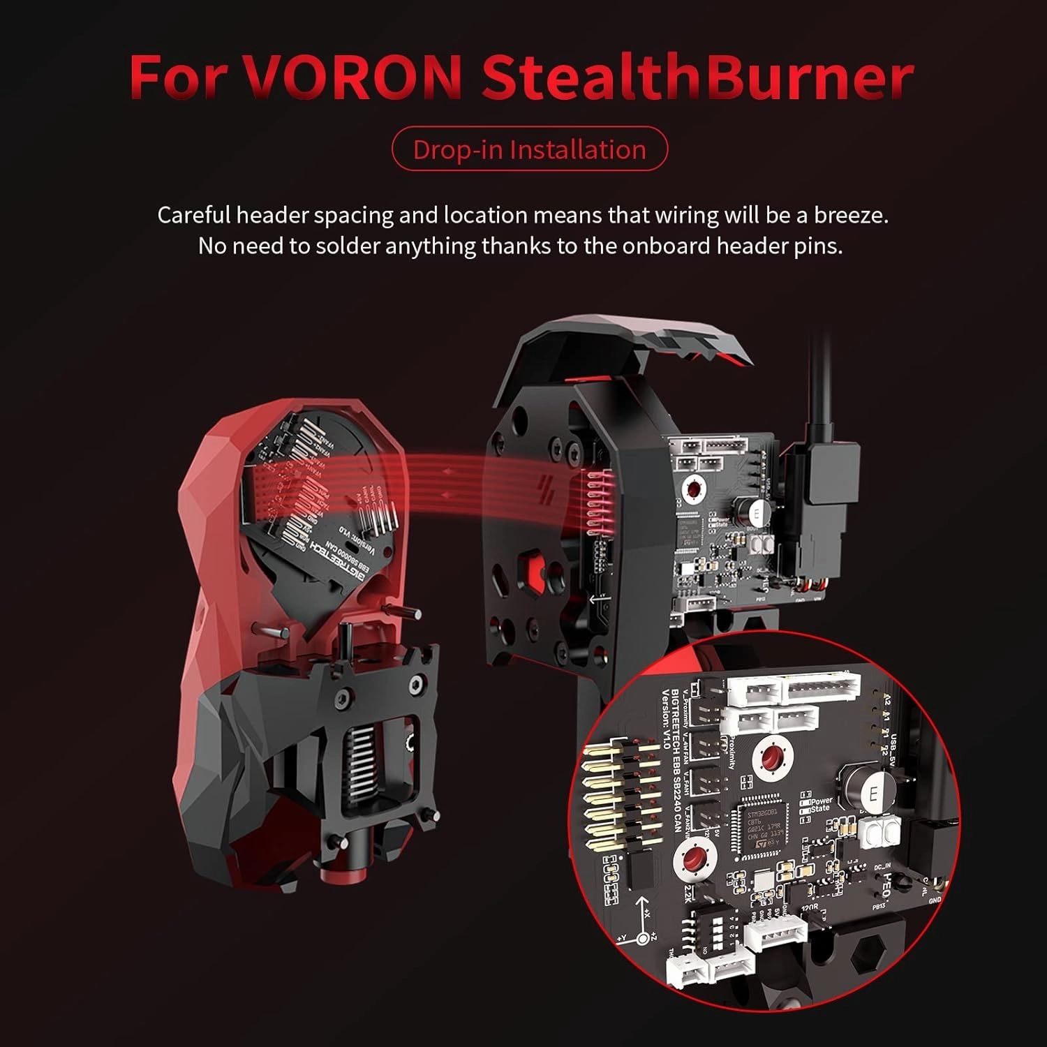 BIGTREETECH EBB SB2209 CAN with Pre-Crimped 30-Pin Wire NTC 100K Thermistor for Voron StealthBurner 3D Printer Parts Hotend Klipper CanBus Extruder HeadTool Max31865 Adapter Board
